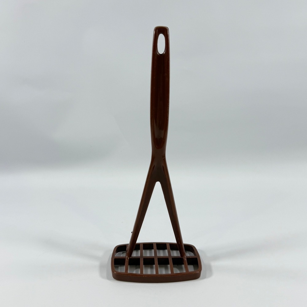 VTG Foley Potato Masher Kitchen Tool Brown Nylon Plastic 10" Retro MCM Cookware